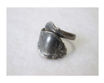 Silver Floral Spoon Ring, Rogers Bros International Silver Plate  Spoon Ring Gift for Her, Ornate Floral Victorian Spoon Ring