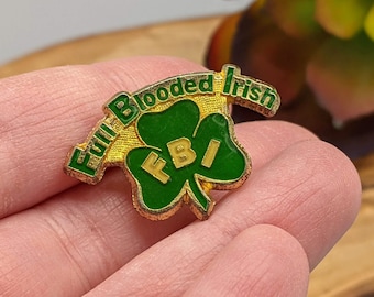 Vintage klaver FBI volbloed Ierse St. Patrick's Day emaille revers speld button broche, vintage grappige Ierse klaver revers speld