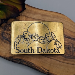 Vintage South Dakota Mount Rushmore Brass Belt Buckle, Collectible Vintage US Presidential History Buckle, Vintage History Gift for Him