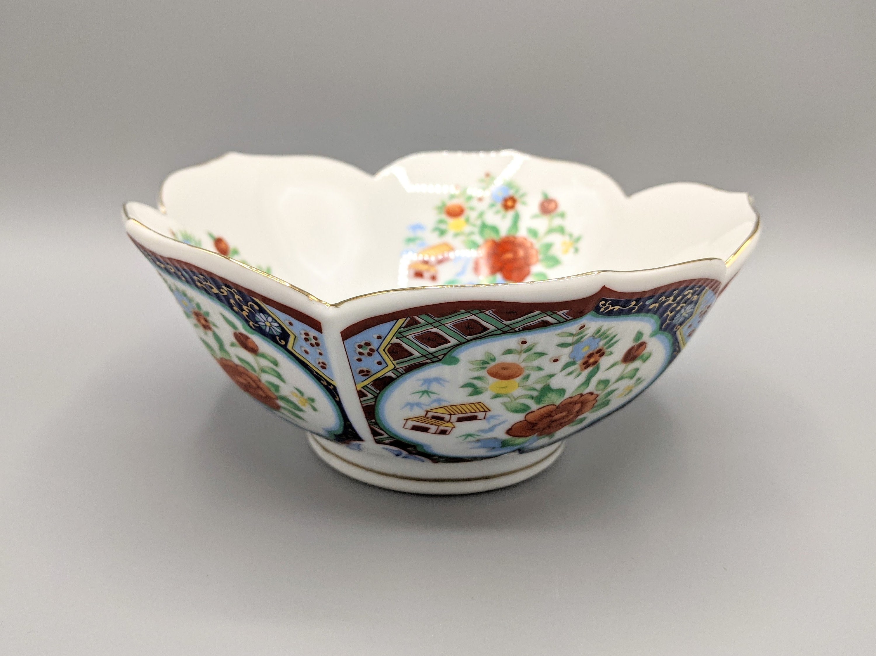 Vintage MCM Derbyshire Japanese Lotus 6 Decorative Bowl 