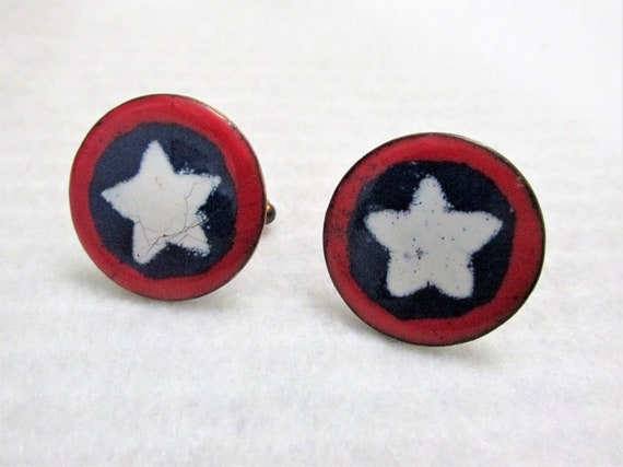Vintage Enameled Copper Cuff Link Set 18-114