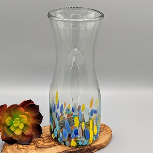 Vintage Murano Style Blown Glass Clear Rainbow Carafe Pitcher, Vintage Colorful Glass Decor, Vintage Art Glass Drinkware, Art Glass Decor