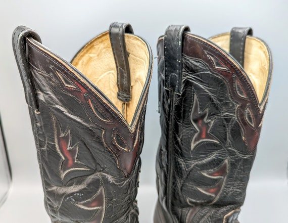 Vintage Dan Post El Paso Black and Red Leather Western  display picture 2