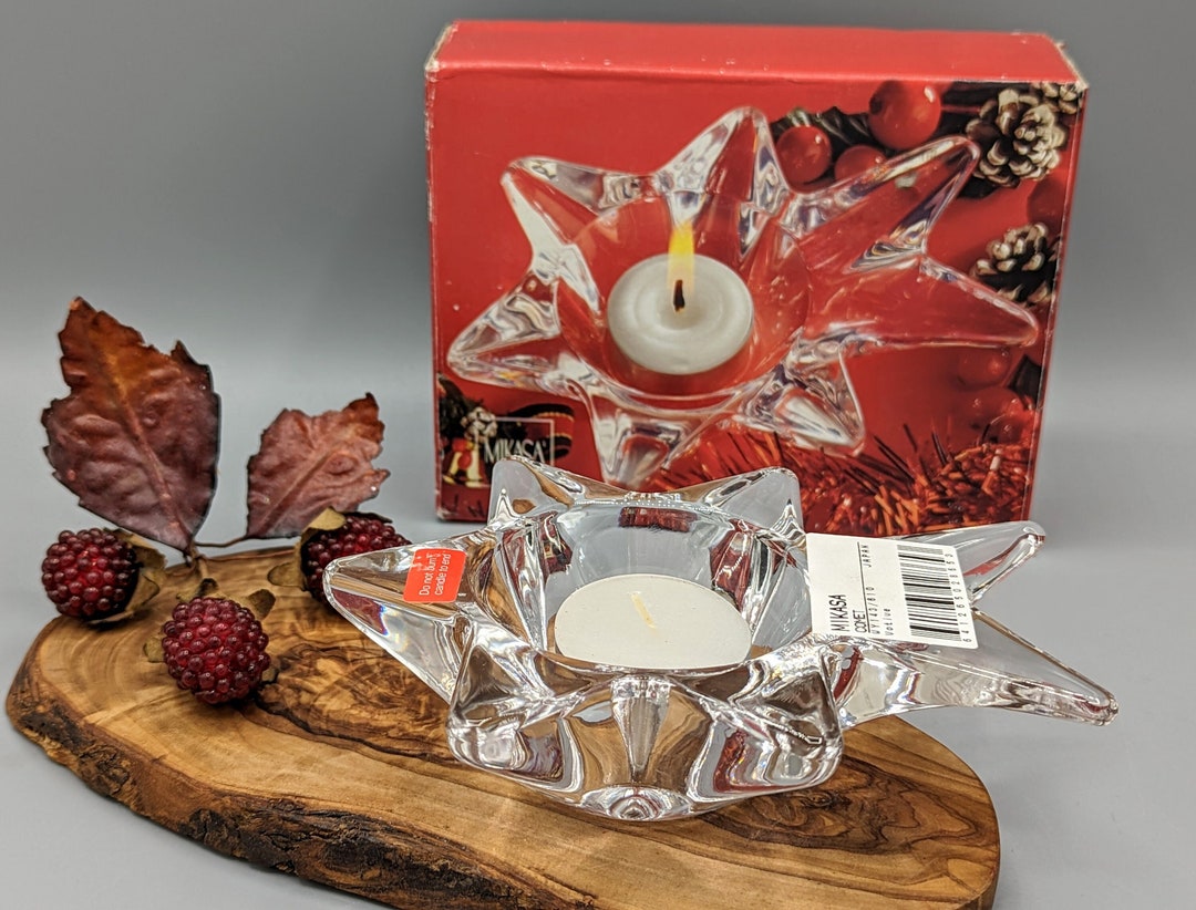 【美品】mikasa germanyクリスタル キャンドルスタンド レア Vintage Mikasa Comet Shooting Star Shaped Clear Glass Lead Crystal