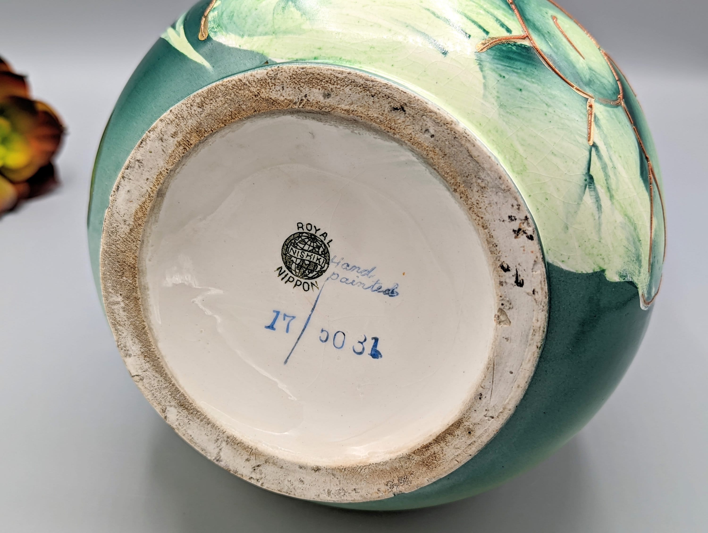 Antique Royal Nippon Nishiki Hand Painted Moriage Floral and Sail