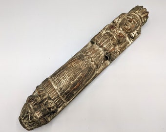 Vintage Hand Carved Wood Indian Indonesian Folk Art Figure Wall Hanging, Vintage, Decorative Wall Art, Worldly Home Decor