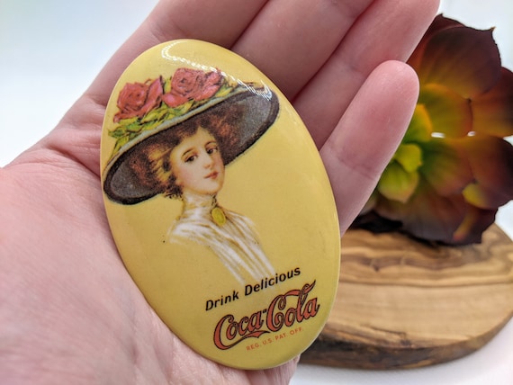 Vintage 1973 Coca Cola Drink Delicious Betty Girl Oval