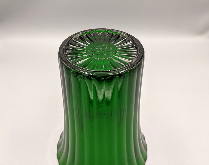 Vintage Green Glass Fluted Vase With Scalloped Rim Napco Etsy
