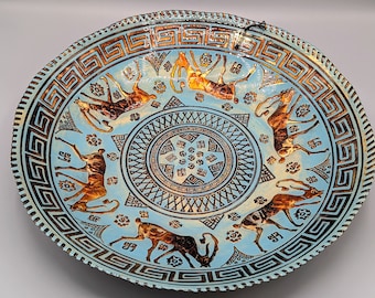 Cuenco vintage de vidrio turco azul turquesa y cobre con motivo animal de AKCAM Fabrique A La Main, cuenco de vidrio artístico vintage hecho a mano.