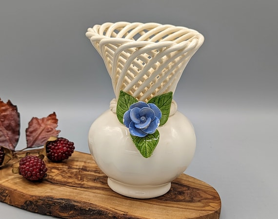 Vintage Fluted Glass Vase with Braided Middle Detail Vintage Fluted Glass Vase with Braided Middle Detail