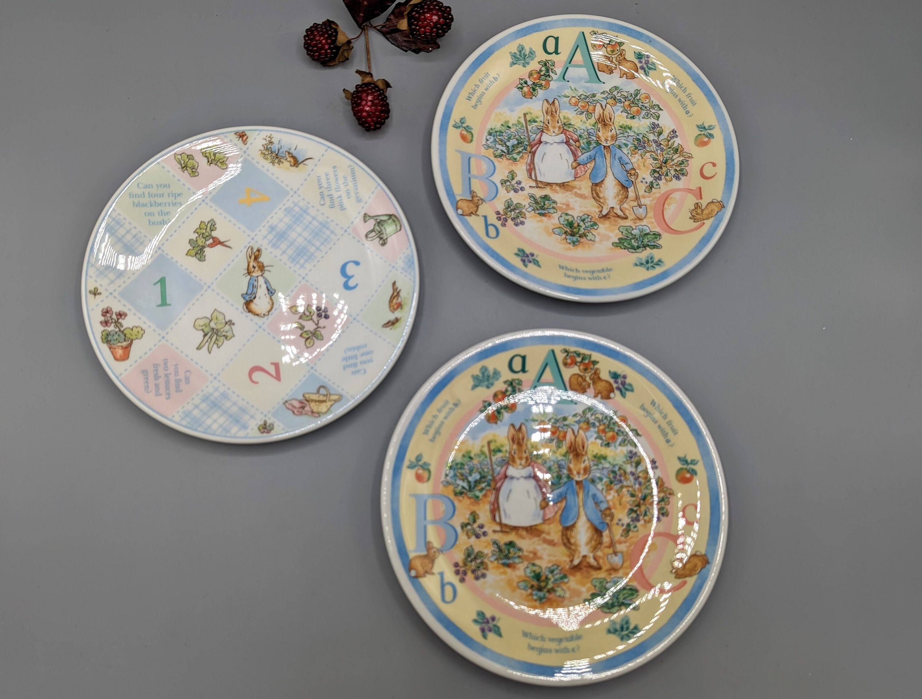 1997 Peter Rabbit Beatrix Potter Collectible Plate Set by Wedgwood
