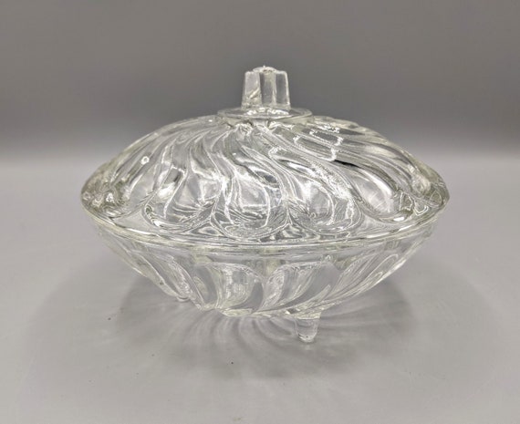 Popvcly Glass Footed Candy Dish with Lid, Clear Covered Candy Bowl