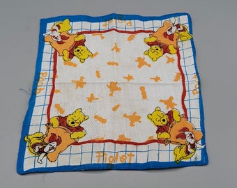Vintage Walt Disney Winnie the Pooh and Piglet Handkerchief Hanky Scarf Bandana, Retro Disneyana Pooh Collectible, Retro Disney Lover Gift