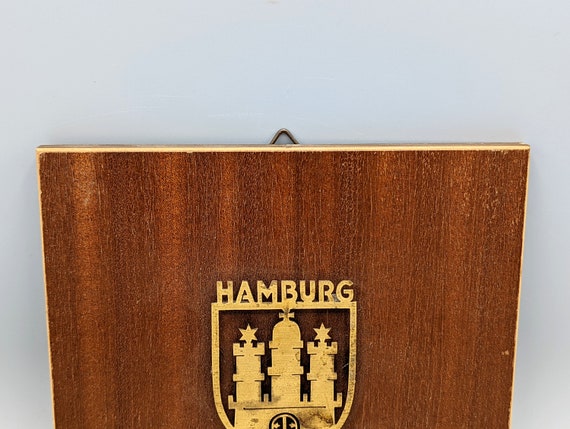 ヴィンテージ ハンブルク ドイツ 木製 真鍮 壁飾り Jech Hand Sage  