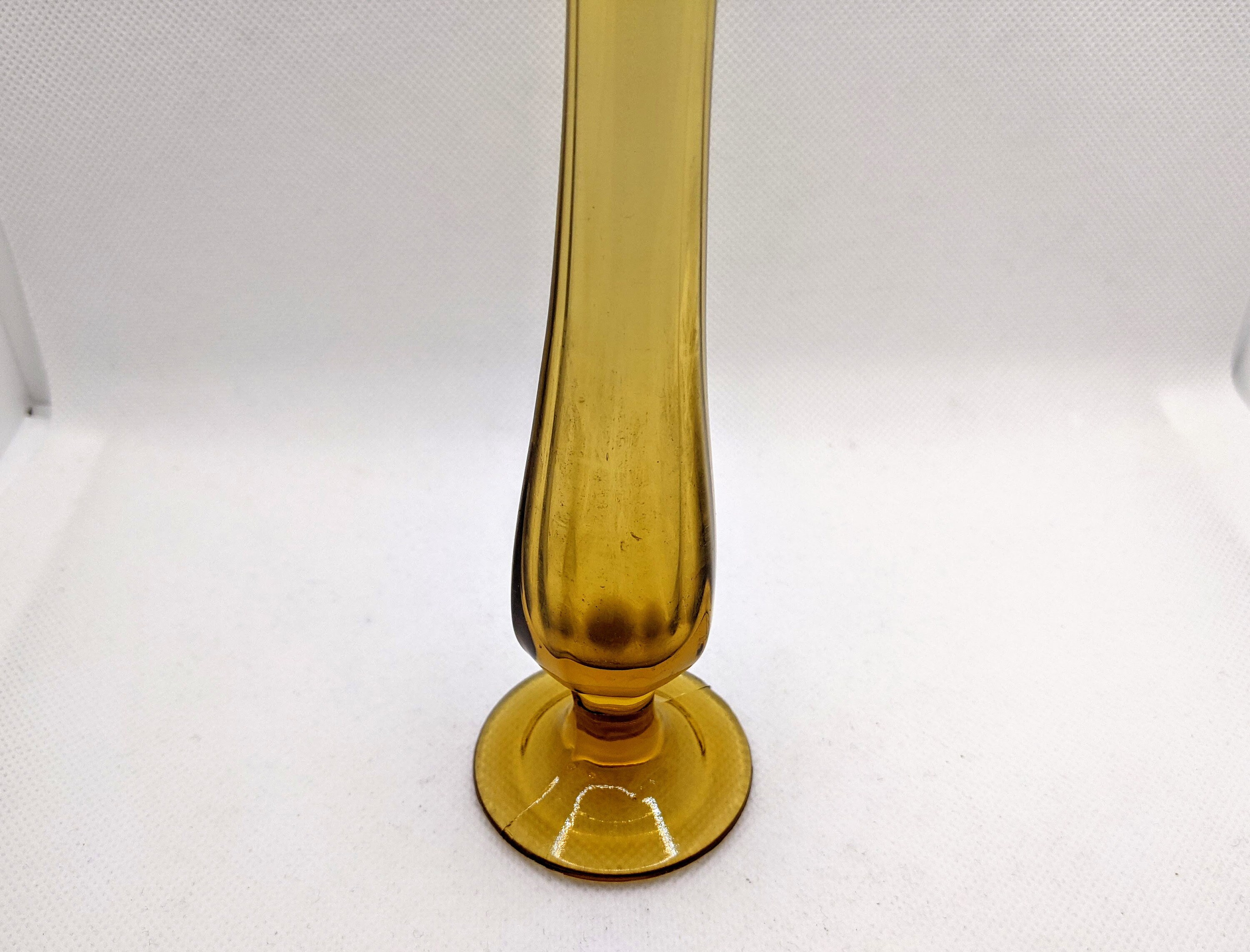 Vintage Amber Yellow Glass Flower Bud Stem Vase with Rounded Etsy