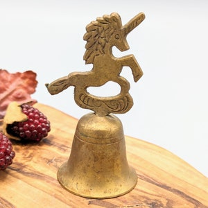 Vintage Solid Brass Unicorn Bell w/ Original Clapper Magical Home Decor