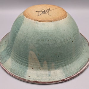 Vintage Blue Green Splash Art Pottery Serving Bowl Signed by Artist, Vintage Blue Green Stoneware Bowl, Vintage Signed American Art Pottery