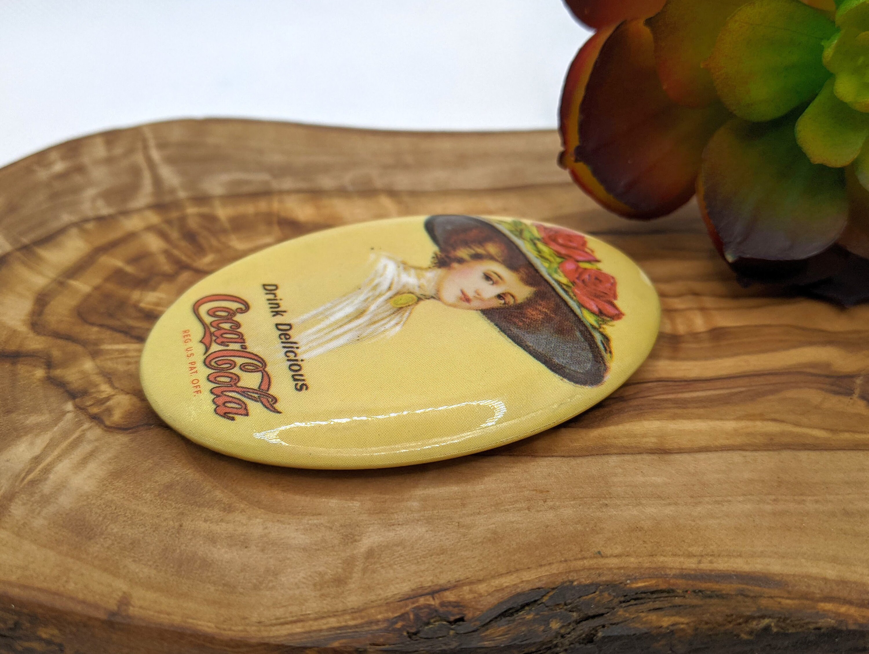Vintage 1973 Coca Cola Drink Delicious Betty Girl Oval