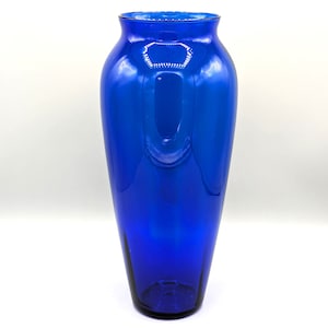 Vintage TALL Cobalt Blue Glass Art Vase with Flared Rim, Vintage Blue Glass, Colorful Glass Eclectic Home Decor, Housewarming Gift for Her