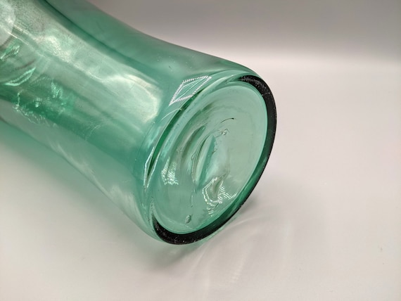 Vintage LARGE Blenko Style Teal Green Blown Glass Art Vase