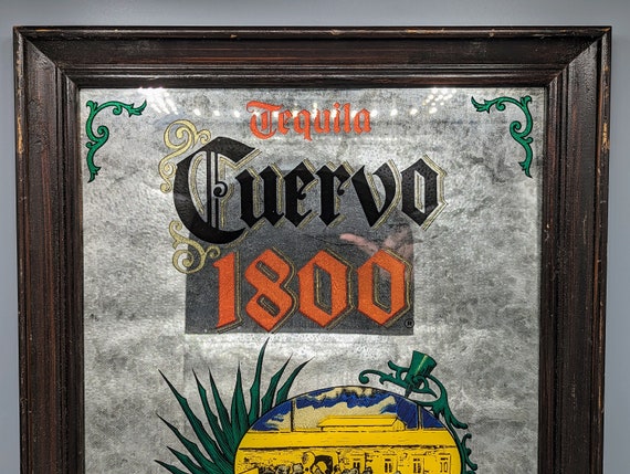 1988 Jose Cuervo 1800 Tequila Mirrored Wall Art Sign in Wood Frame