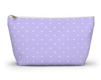 Pochette pour accessoires violette à pois | Trousse à maquillage lavande