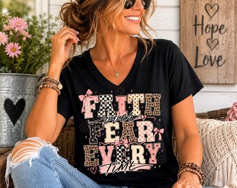 T-shirt La foi sur la peur à chaque fois | Chemise léopard | T-shirt chrétien