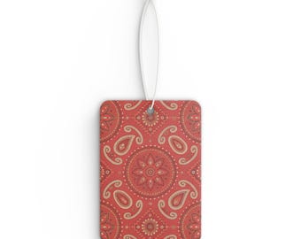 Roter Paisley Mandala-Auto-Lufterfrischer | Boho Muster, aromatische Hängeverzierung