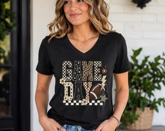 T-shirt de football pour le jour du match | maillot de football à damier vintage