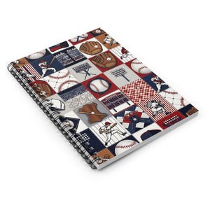 Baseball Patchwork Pattern Spiral Notebook | Ruled Notebook image 3