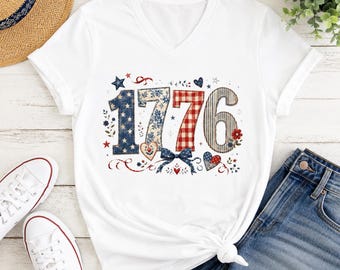 1776 t-shirt drapeau vintage patriotique | Chemise Jour de l'Indépendance