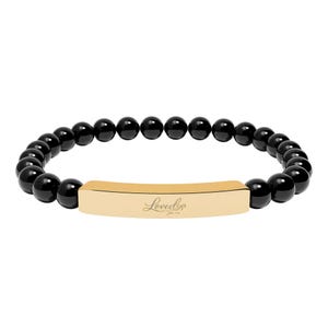Für Gott So Liebte Armband mit Gravur | Naturstein Stretch Bar Armband | Schrift Schmuck