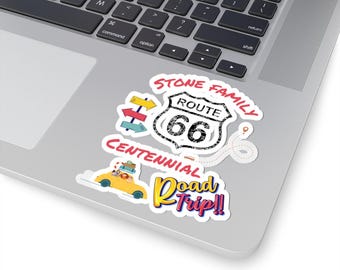 Pack d'autocollants personnalisés Road Trip sur la Route 66 | Stickers coupés en forme de baiser