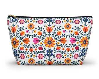 pochette pour accessoires folklorique scandinave | Trousse de maquillage floral bohème