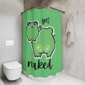 Cute Frog Shower Curtain, Green Get Naked Shower Curtain - Etsy