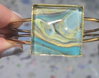 Aqua Ocean Inspired Bracelet, Handmade Coastal Jewelry, Beach Lover Gift