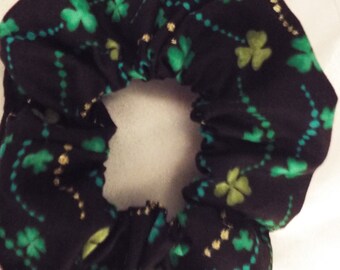 Black and green shamrocks St. Patrick's day hair scrunchie