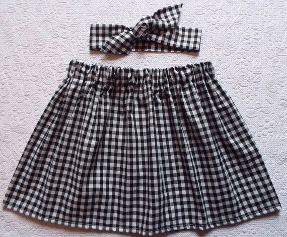 RED AND WHITE CHECK GINGHAM SKIRT /& HEADWRAP HEADBAND KNOT BOW SET BABY GIRL NEW