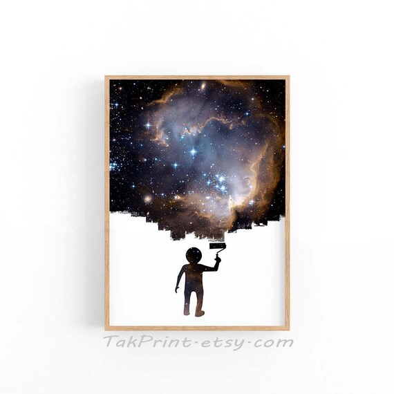 Space Art Poster Galaxy Print Astronomy Wall Art Modern Art Etsy