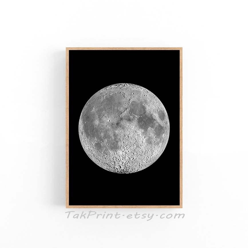 Full Moon Wall Art Print Moon Poster Bedroom wall decor Etsy