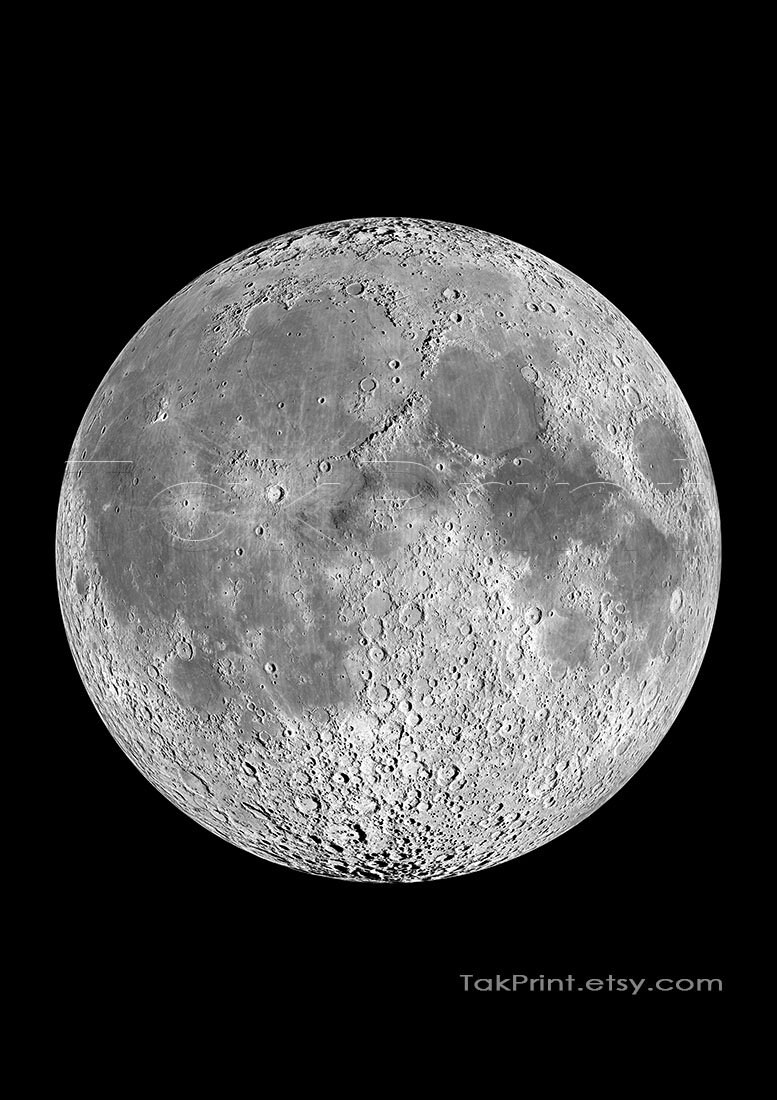 Full Moon Wall Art Print Moon Poster Bedroom wall decor Etsy