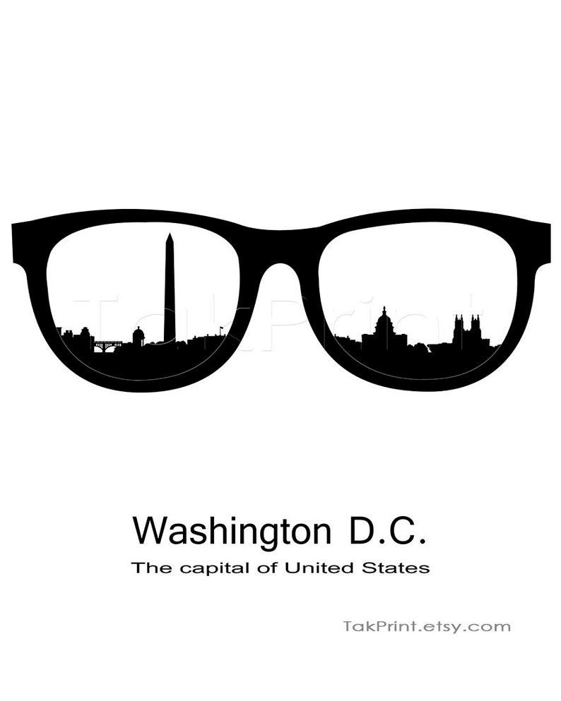 Washington DC Skyline Art Cityscape Wall Art Black and White Etsy