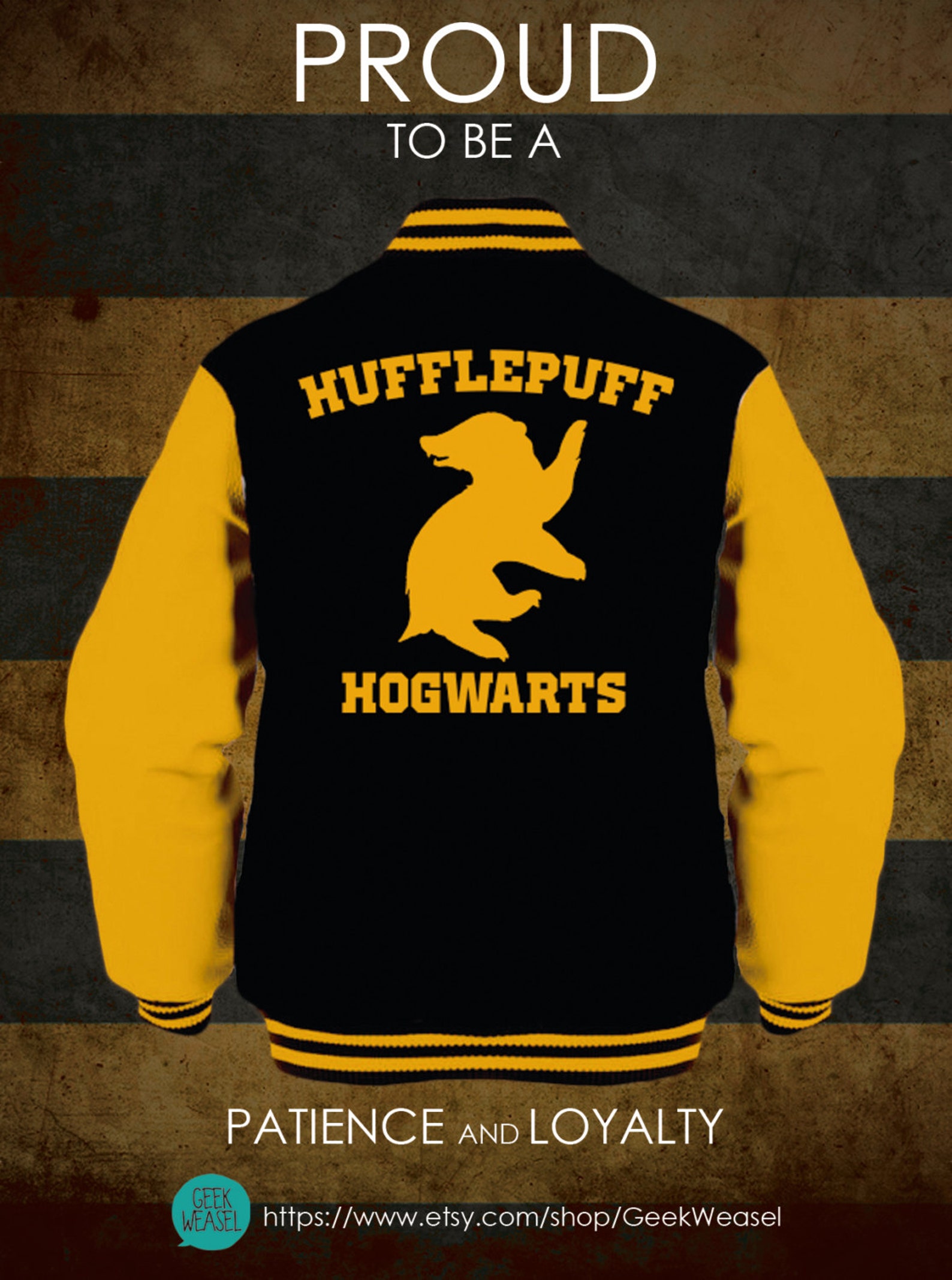 Hufflepuff Hogwarts unisex varsity jacket Harry Potter Etsy