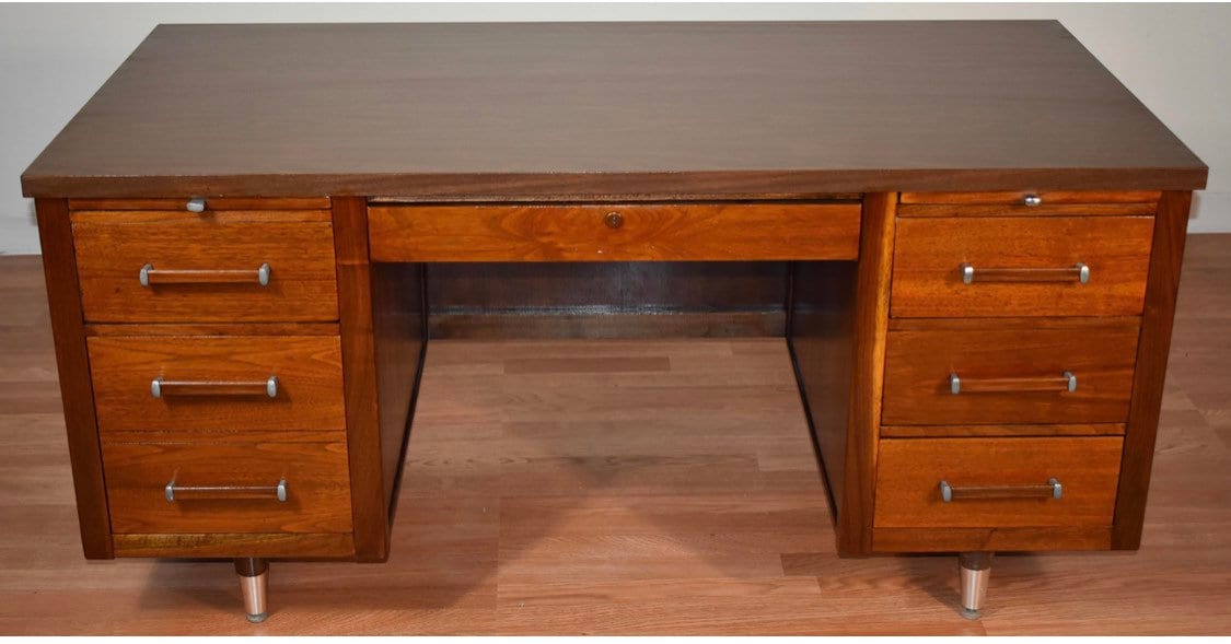 Mid Century Modern Alma Company Desk Walnut Office Desk Etsy