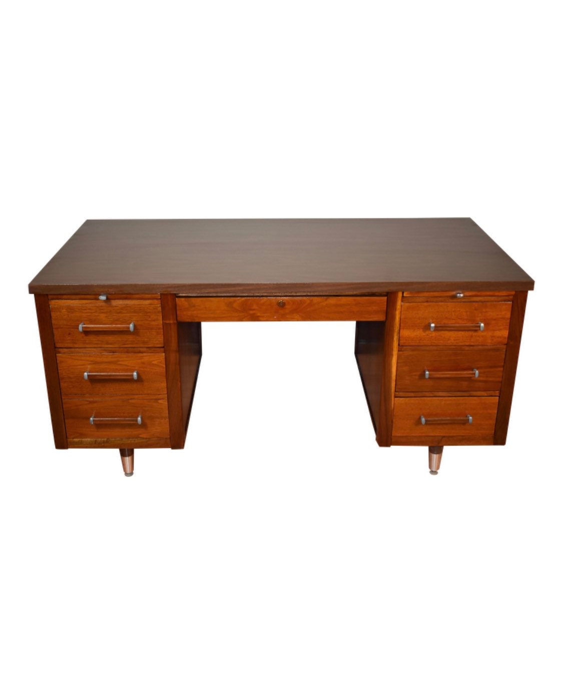 Mid Century Modern Alma Company Desk Walnut Office Desk Etsy