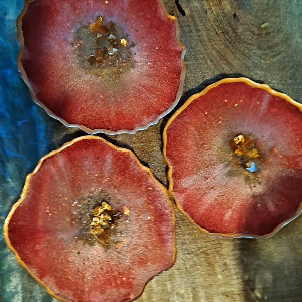 Ruby red geode coasters