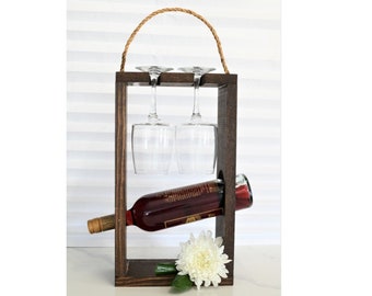 Father's Day Gift | Wine Caddy Wood | Wooden Wine Caddy | Wine Rack |  Wood Bottle Holder | Wine Carrier | Wine Tote