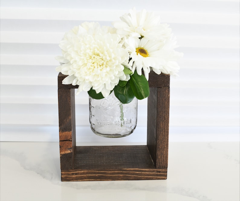 Wood Mason Holder Box Wooden Boxes for Centerpieces Planter Flower Rustic Pot Holder Square Vases for Wedding Rustic Farmhouse image 3