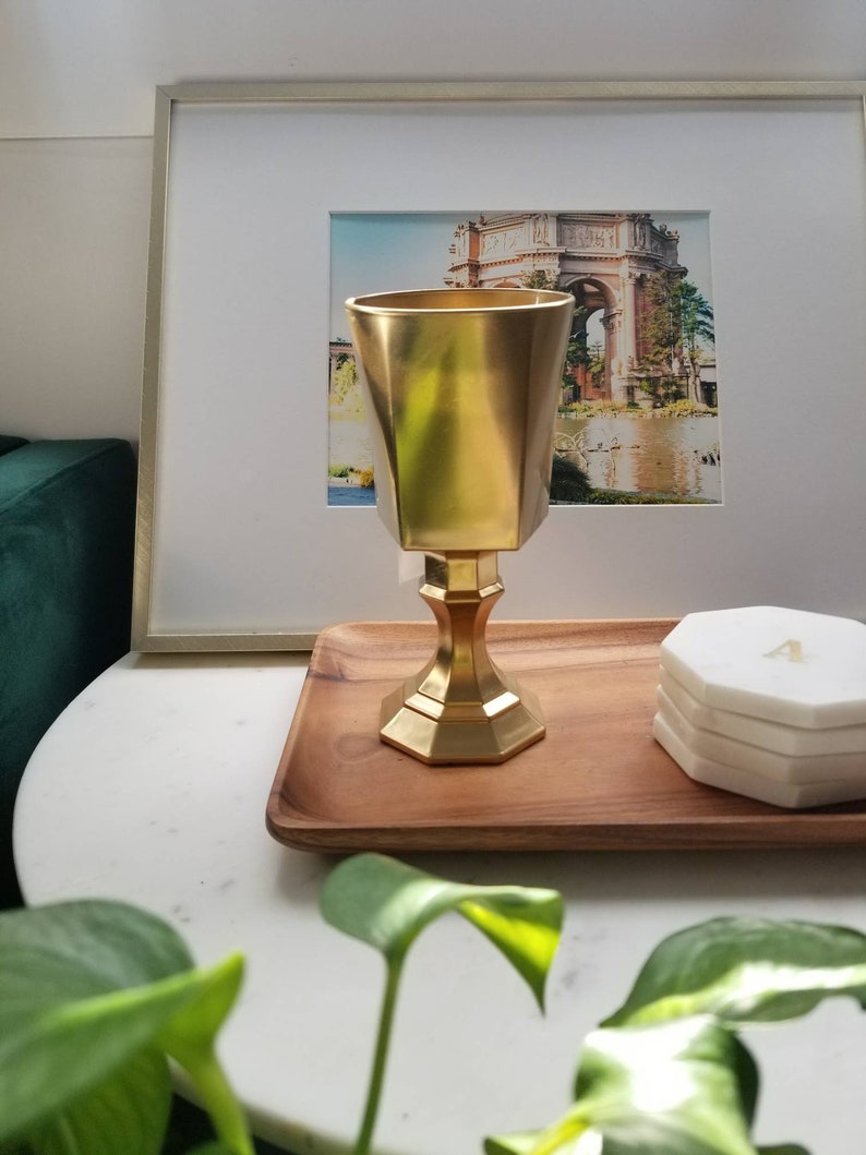 Gold Goblet Gold Chalice Gold Compote Gold Urn Vase Etsy