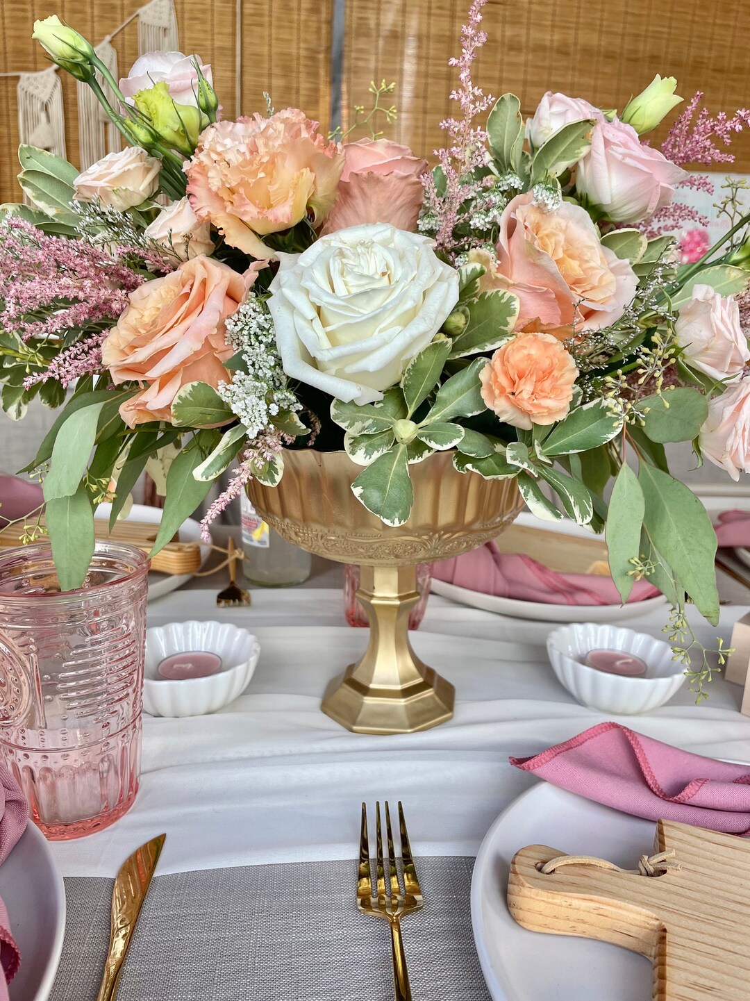 Gold Compote Vase Pedestal Vase Gold Compote Vases Wedding Vase Gold